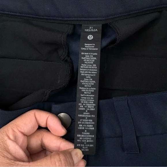 Lululemon Warpstreme Slim Fit Pants Size 31x26 Black Stretch Golf Performance - Picture 5 of 15